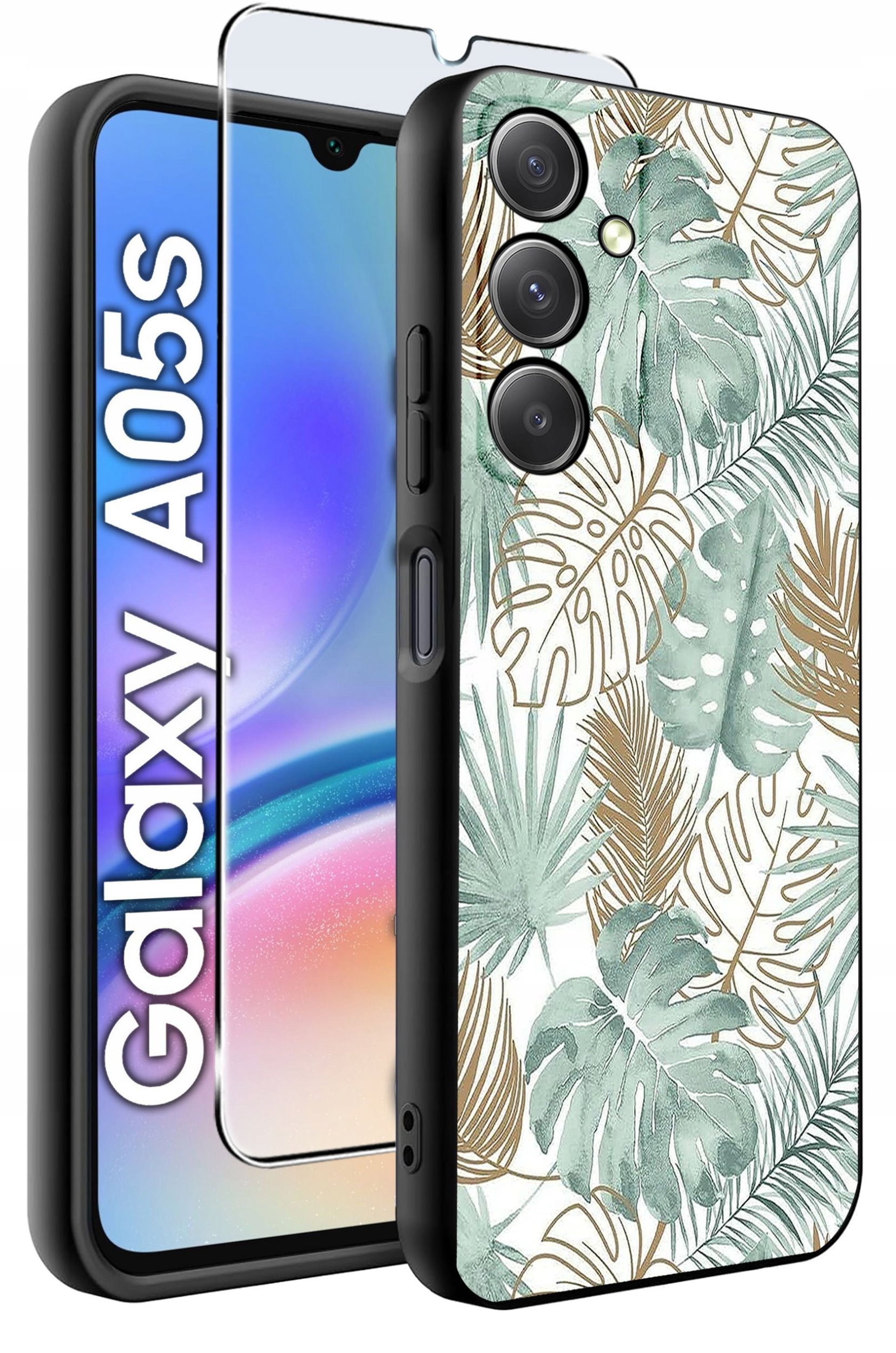 ETUI do Samsung A05s WZORY | SILIKONOWE MATT CASE + SZKŁO 9H