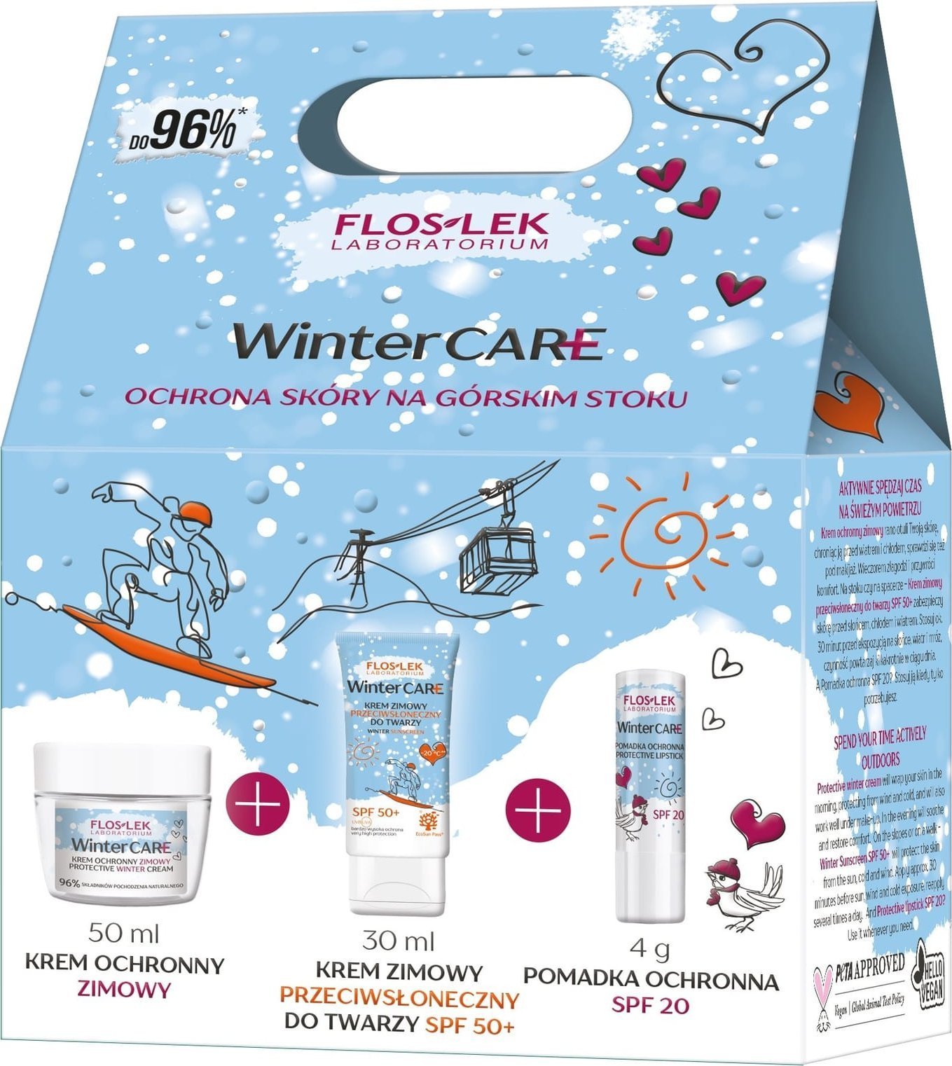 Floslek FLOSLEK Zestaw prezentowy Winter Care ( krem zimowy p/słoneczny 30 ml + krem ochronny 50ml + pomadka ochronna spf 20 4 g)