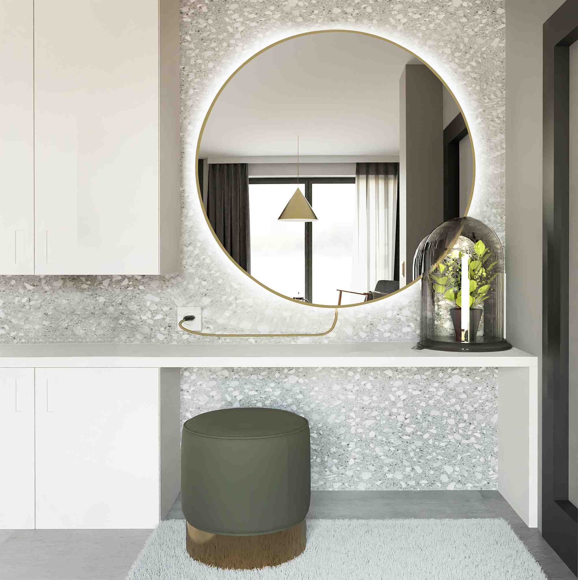 Baltica Design Lustro okrągłe BRIGHT ELECTRA podświetlane LED Premium Złote