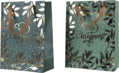 Kaemingk Torba prezentowa świąteczna zielono-złota 48 x 42 x 16 cm