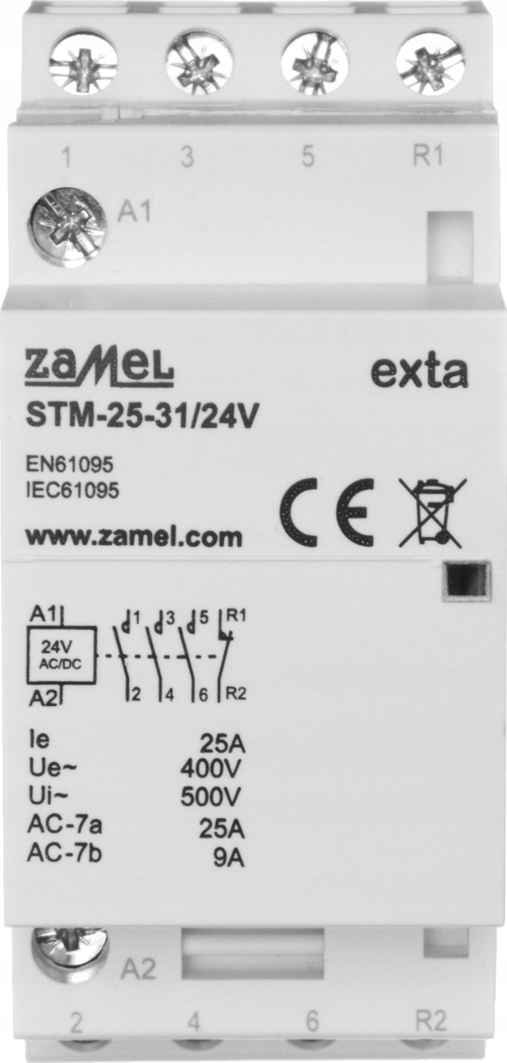 Zamel Stycznik modułowy instalacyjny 25A 3Z+1R 24V AC/DC typ: STM-25-31/24V EXT10000293