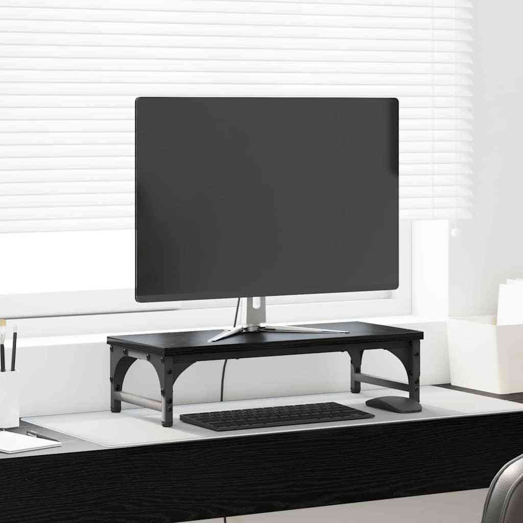 vidaXL Stojak na Monitor Czarny Dąb 55 x 23 x 14 cm