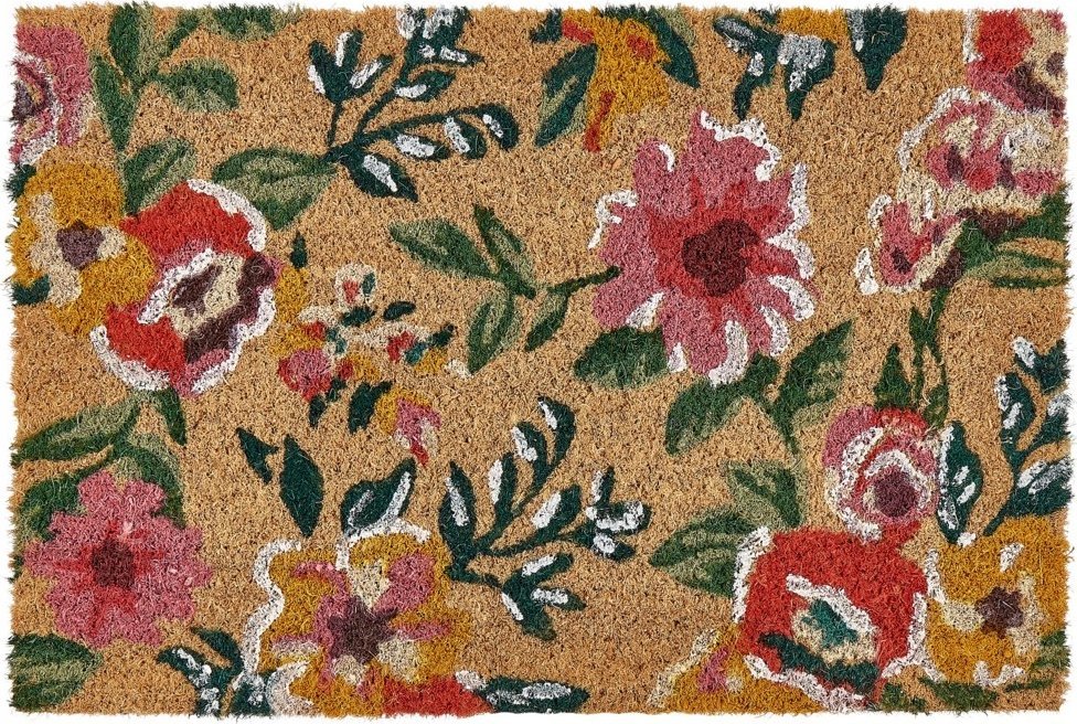 Beliani Wycieraczka kokosowa wzór w kwiaty 40 x 60 cm wielokolorowa KITA