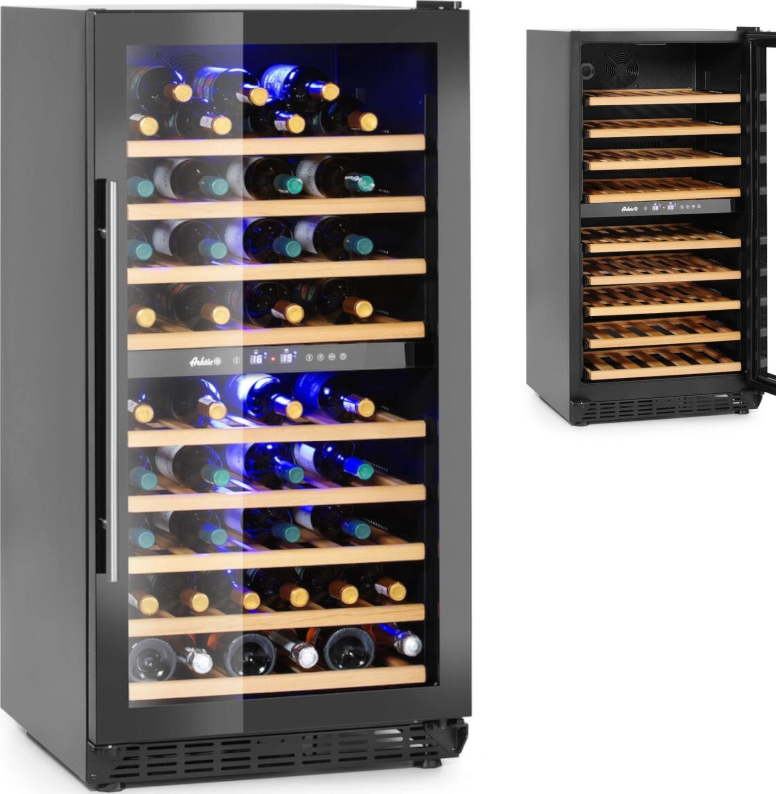 ARKTIC Lodówka chłodziarka do wina dwustrefowa na 72 butelki 232 l 110 W Lodówka chłodziarka do wina dwustrefowa na 72 butelki 232 l 110 W