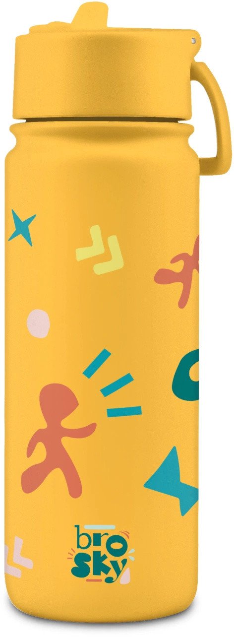 Brosky Pattern Stalowa butelka na wodę w kolorze żółtym 550ml