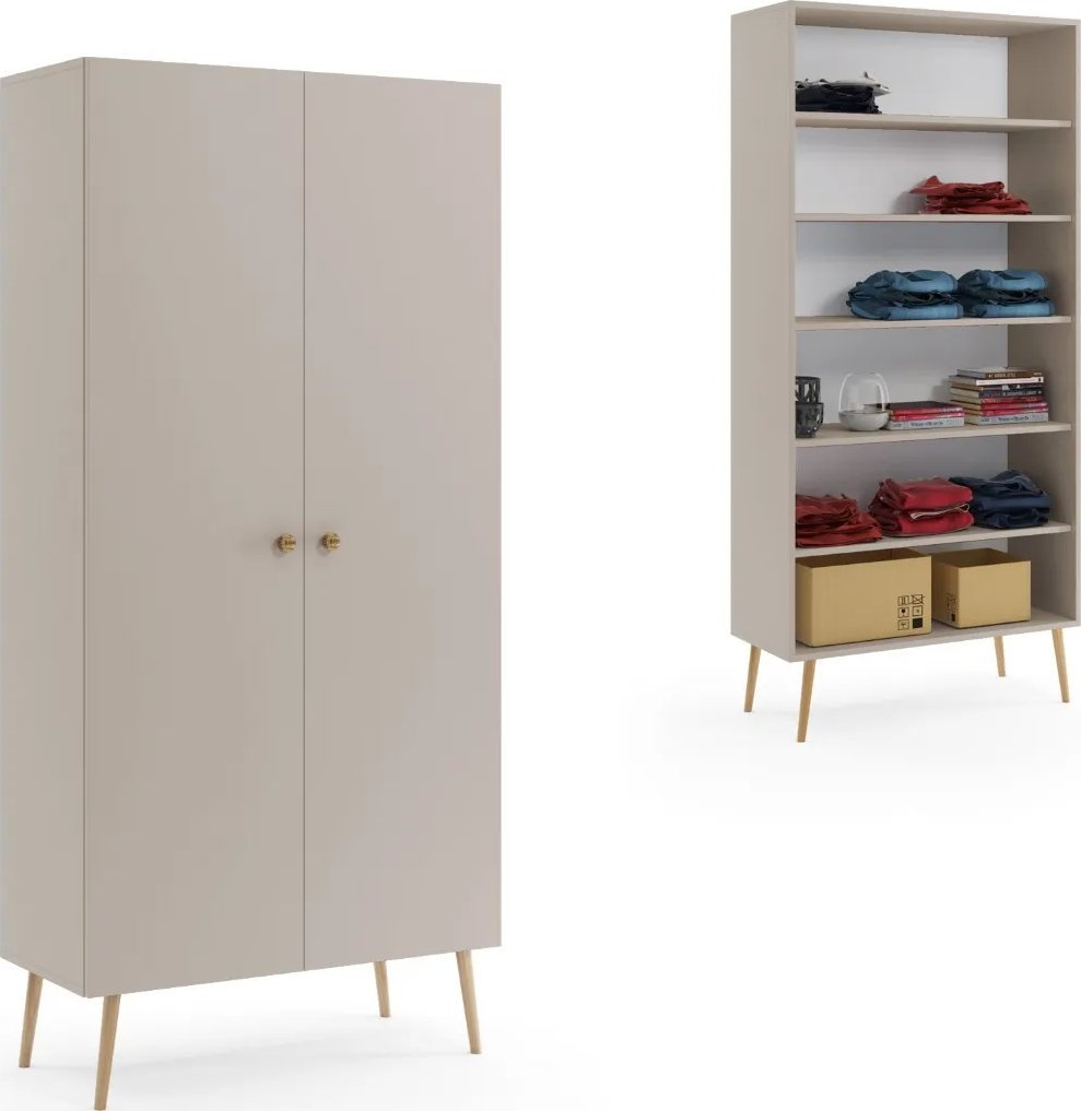 Szafa LEBEL z półkami 87cm kaszmirowa MELIMEBLE