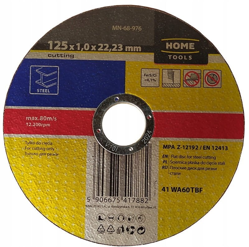 ŚCIERNICA DO CIĘCIA STALI 125X1.0X22,23 MM PŁASKA [HOME]