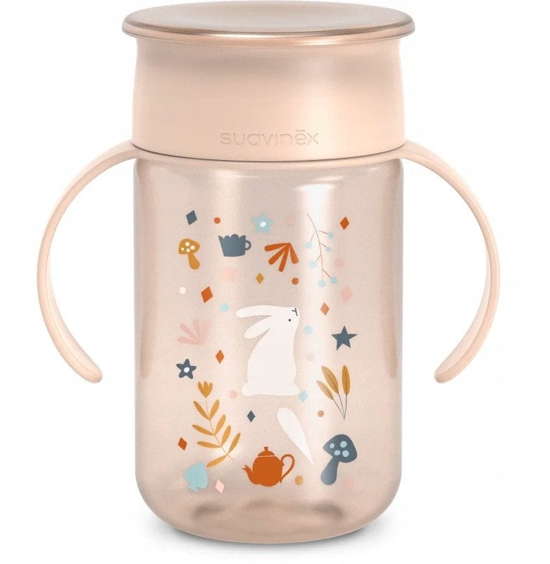 SUAVINEX - 402790-KUBEK TRENINGOWY 360* 340ML/NIEKAPEK/12M+/RÓŻOWY/WONDERLAND