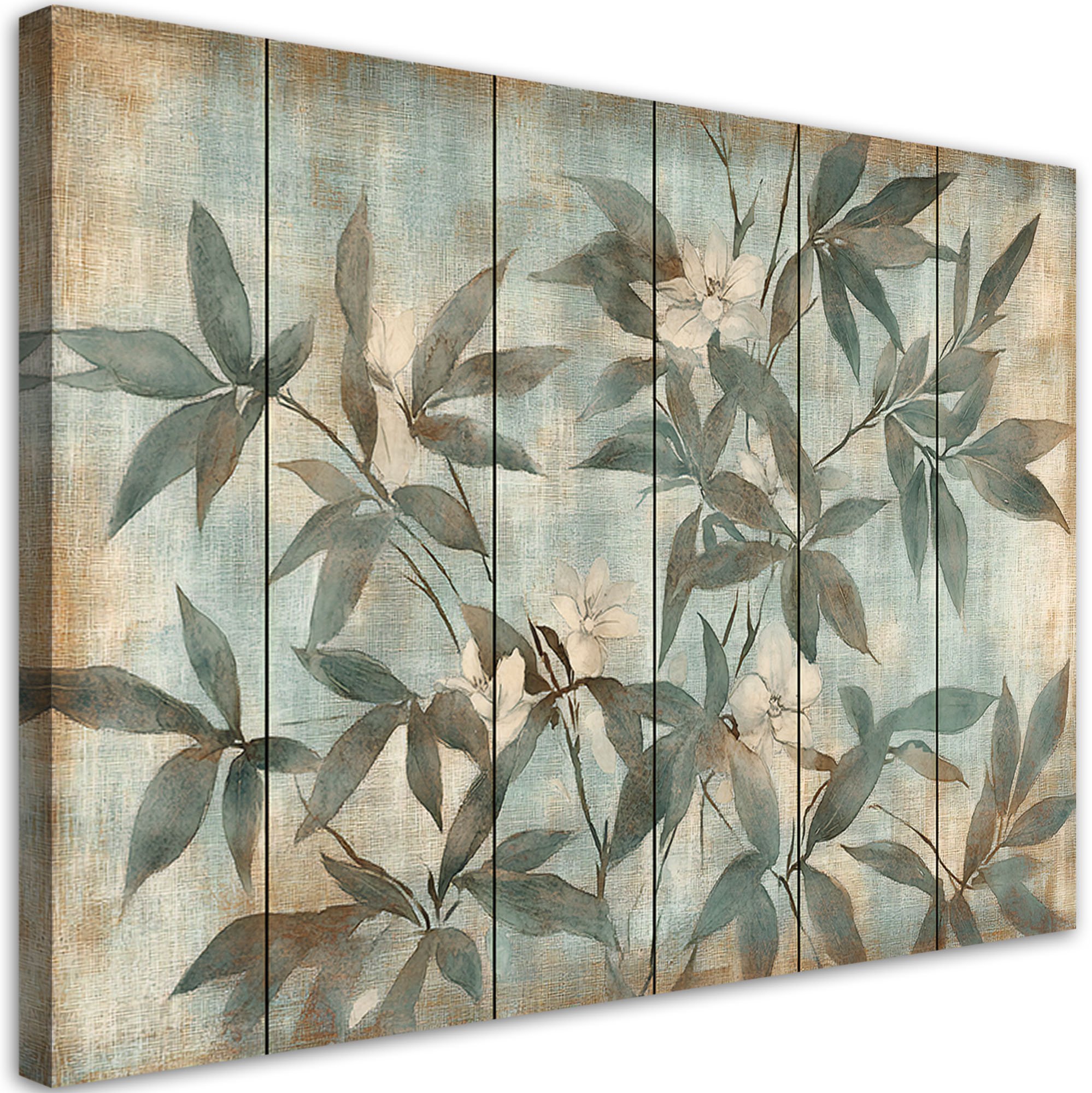 Feeby obraz na płótnie liście i łodygi na pastelowym tle 60x40 medium