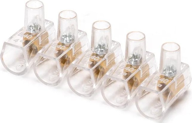 Aigostar Listwy zaciskowe PC5 4 mm 5 szt., przezroczyste i mosiężne Listwy zaciskowe PC5 4 mm 5 szt., przezroczyste i mosiężne