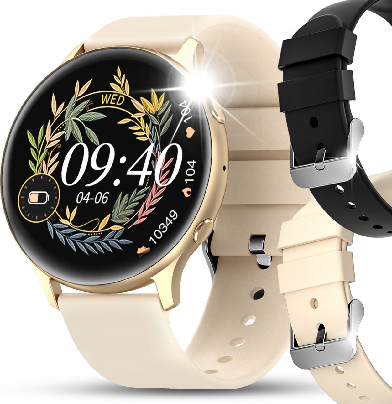 SMARTWATCH ZEGAREK DAMSKI MENU PL ROZMOWY POWIADOMIENIA SMART WATCH ZŁOTY