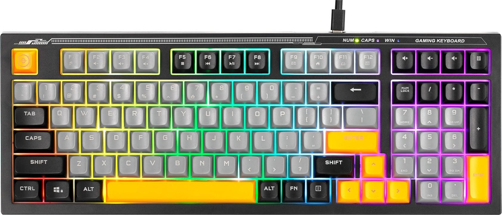 Marvo K638B, klawiatura US, do gry, przewodowa (USB), czarna, pod�wietlenie