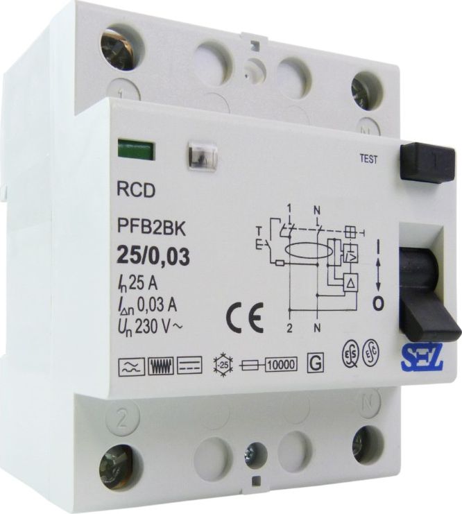 SEZ Krompachy 25A 30mA 2P 10kA TYP B RCD/RCCB Wyłącznik różnicowoprądowy SEZ 8842