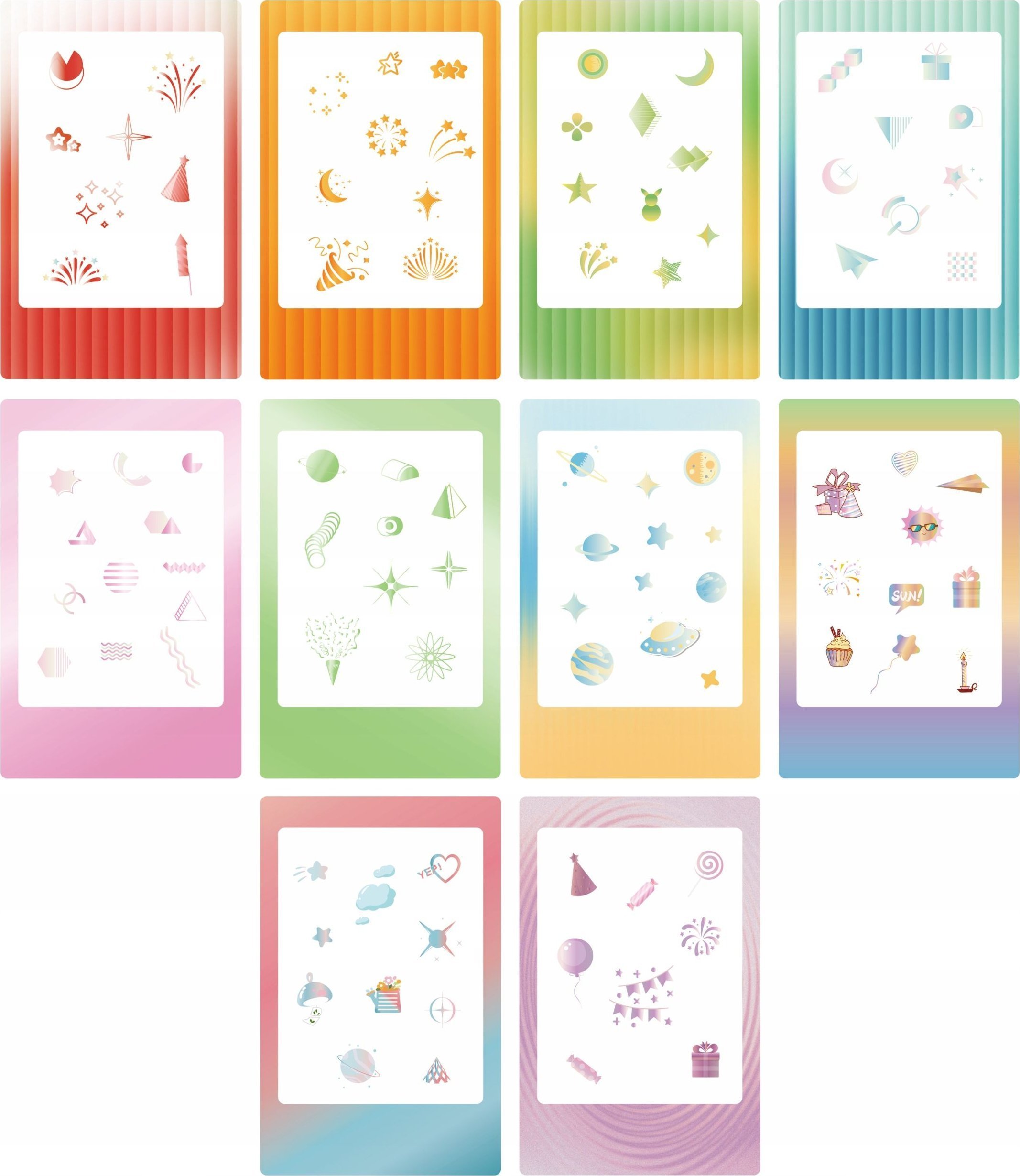 Zestaw 10x Naklejki Ramki Do Fuji Instax Mini 99 12 11 40 Evo Liplay Link / Gradient