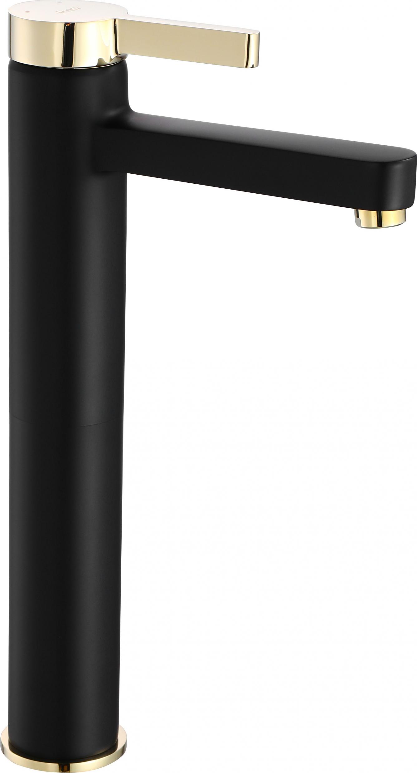 Bateria umywalkowa Rea Polo stojąca czarny mat + złoto (REA-B9978)
