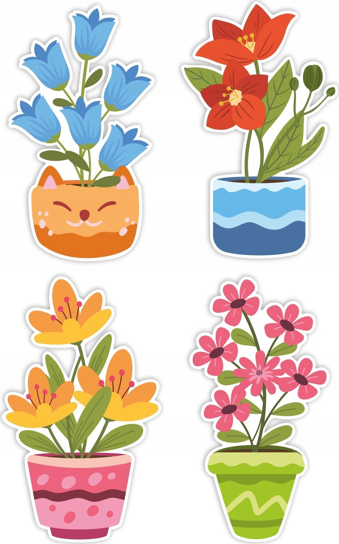 Teka Ozdoby okienne Wiosna duże kwiaty w donicach 4szt