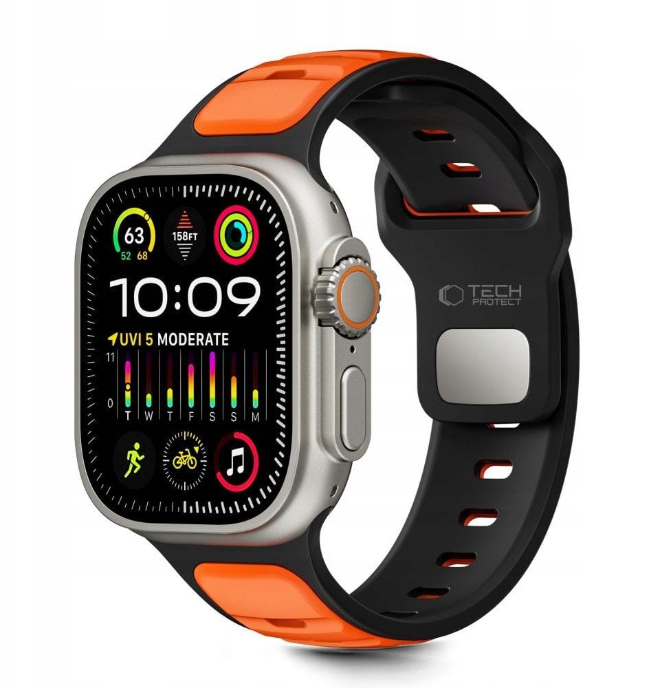 Pasek Tech-Protect IconBand Line do Apple Watch 8 / 9 / 10 / 11 / SE / Ultra 44/45/46/49mm Black/orange