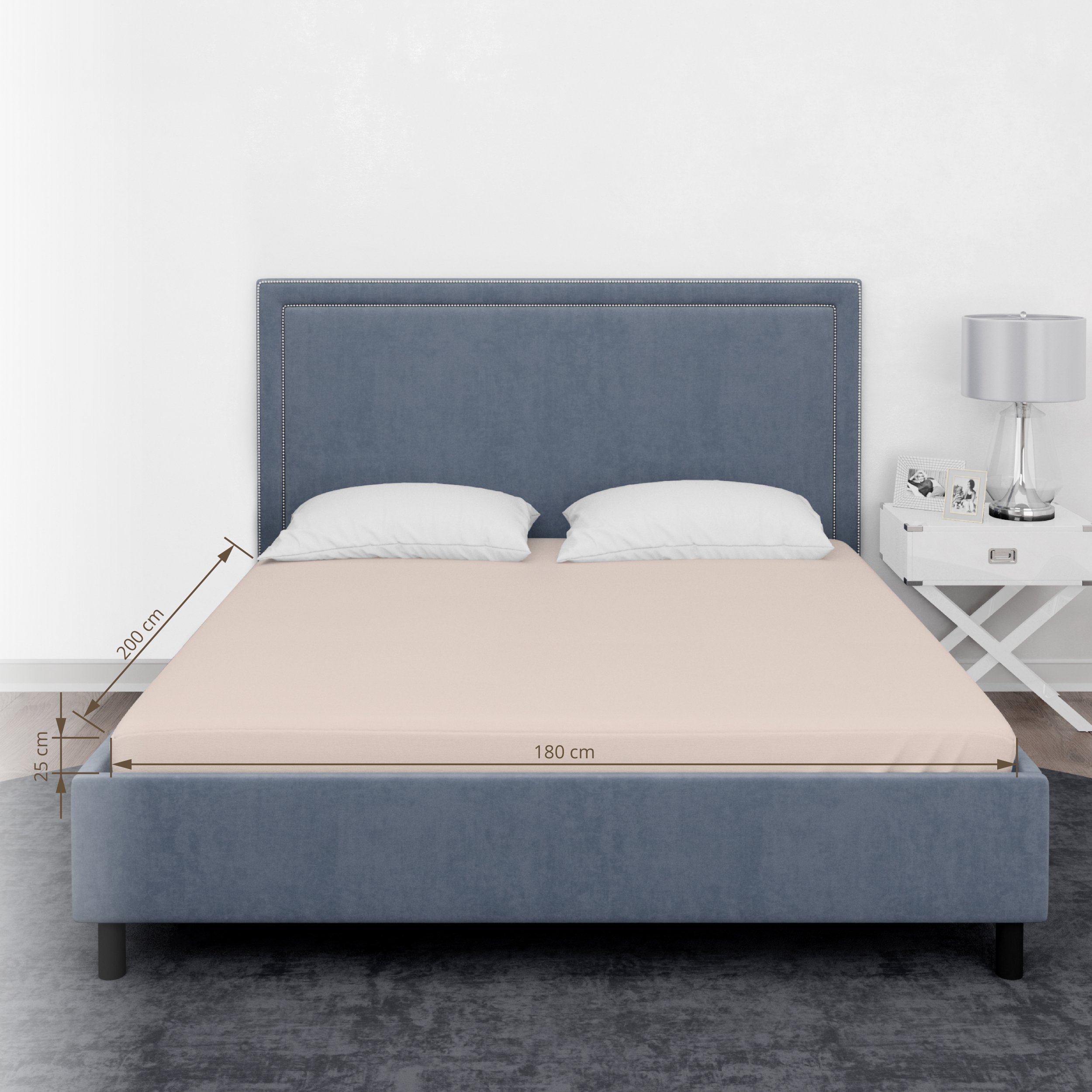 FITTED SHEET SATEEN 180X200+25 BEIGE