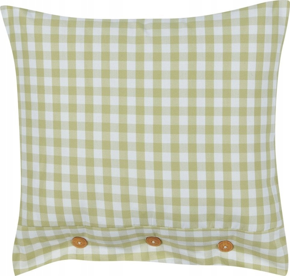 Beliani Poduszka dekoracyjna w kratę 45 x 45 cm oliwkowo-biała TALYA