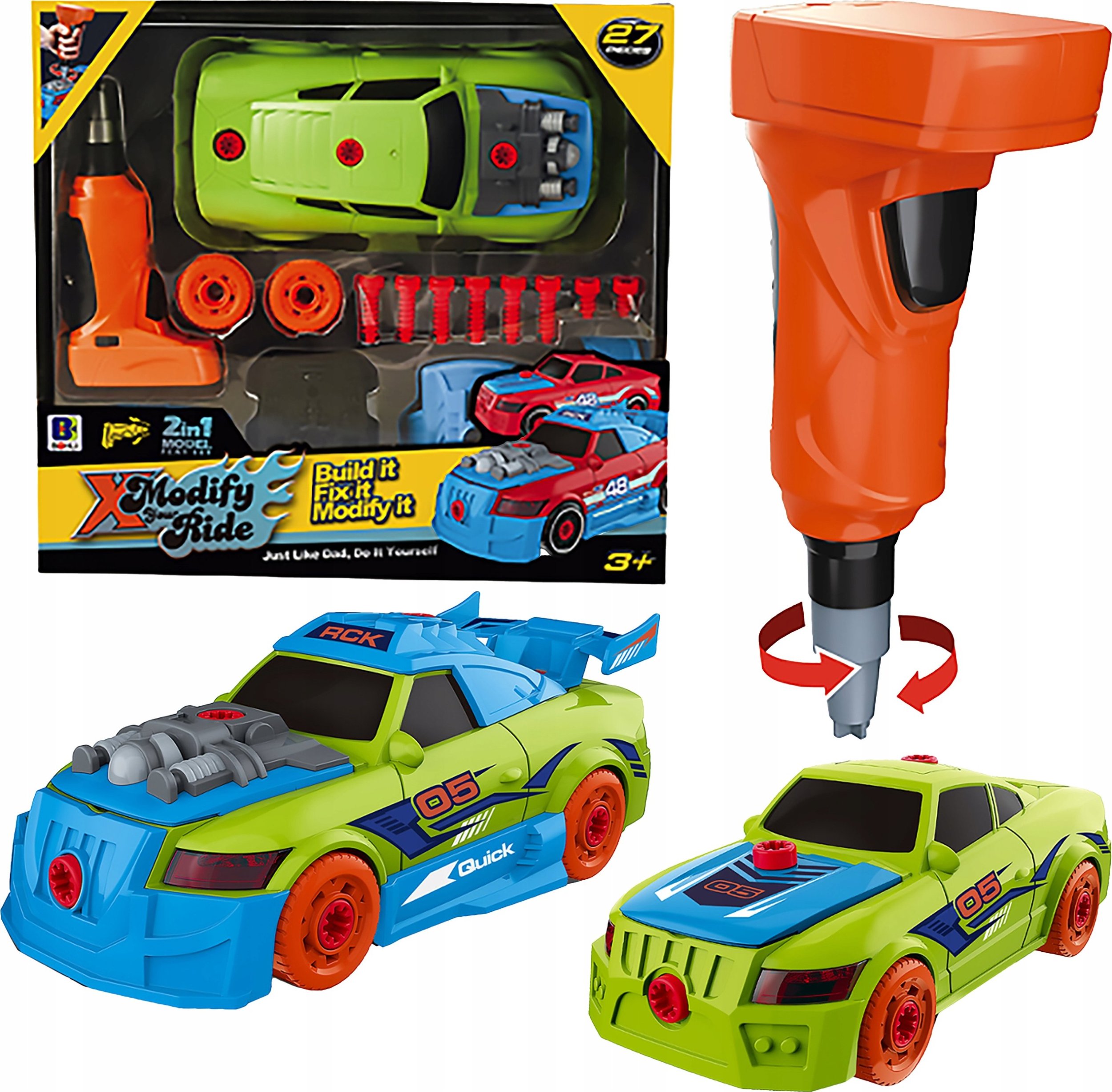 Sportowy Samochód Auto do rozkręcania i skręcania 2w1 TUNING + Wkrętarka