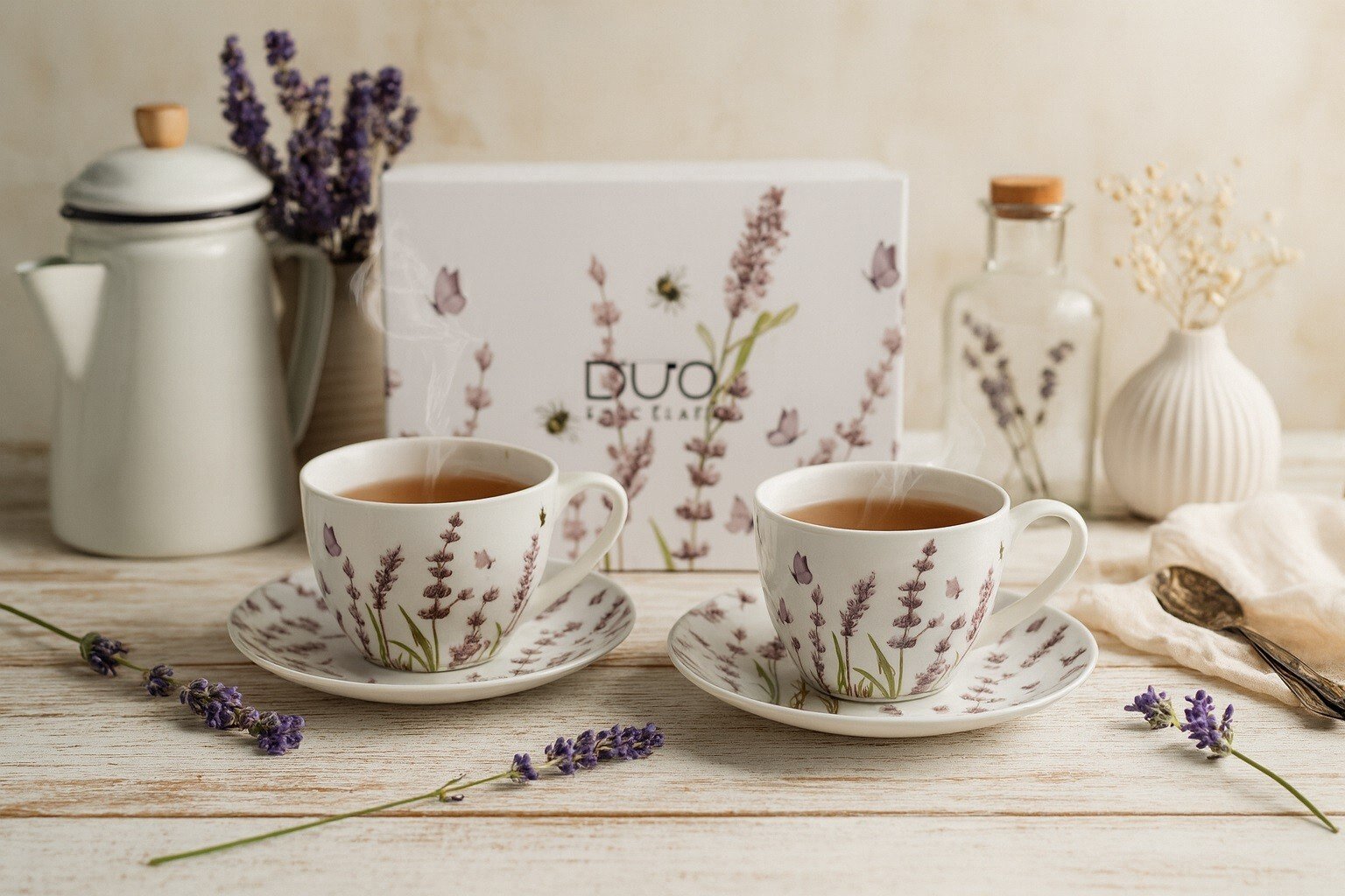 Komplet 2 filiżanek 270 ml + spodki Classic Lavender