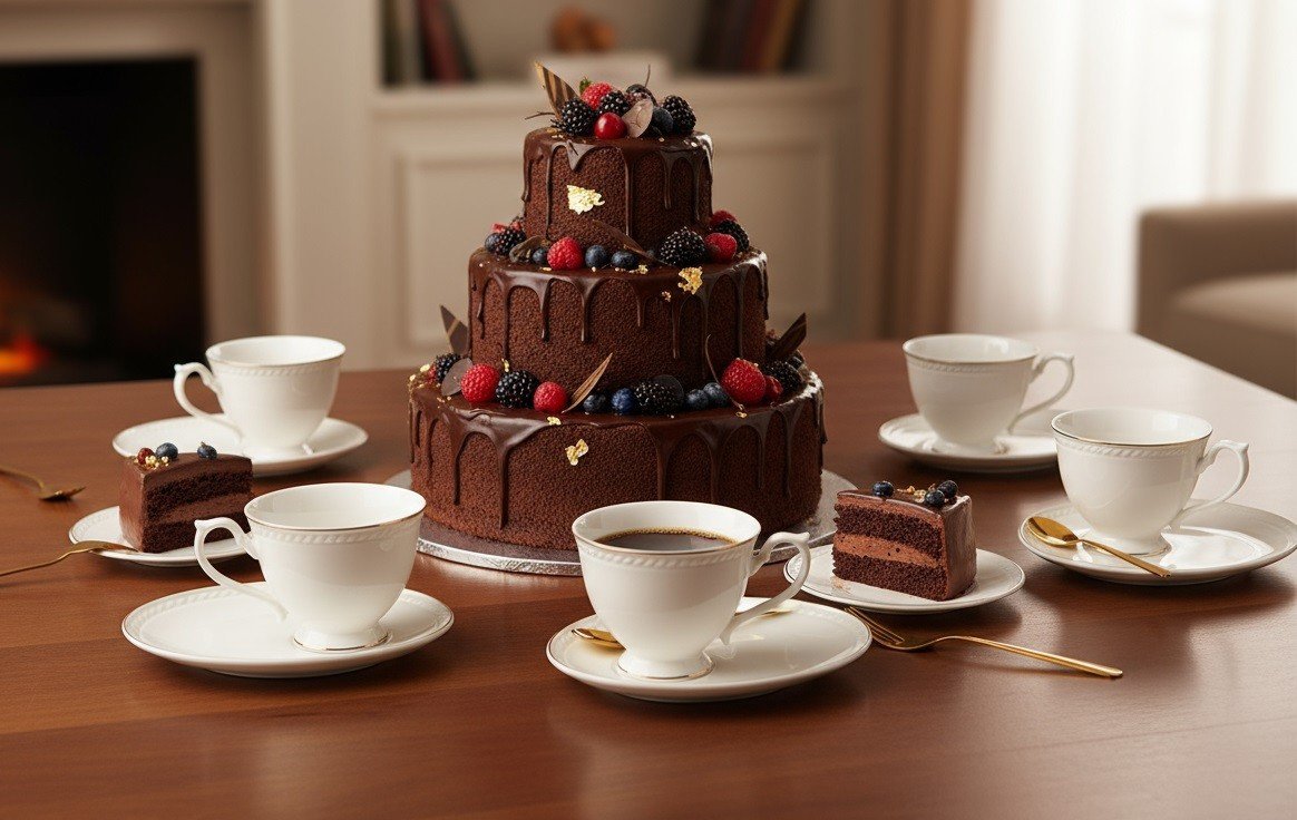 Komplet 6 filiżanek 220 ml + spodki Dominica