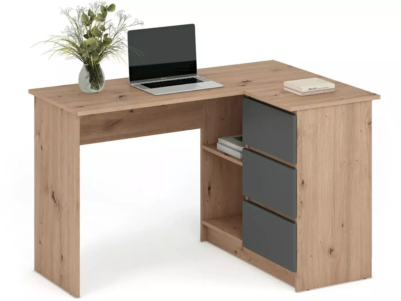 Biurko narożne BEGA dąb artisan/grafitowe HALMAR