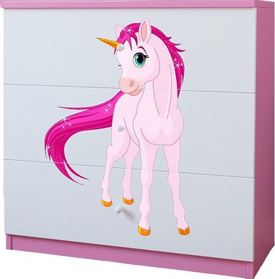 Elior Komoda dla dziewczynki z szufladami Happy 10X mix - biało - różowa