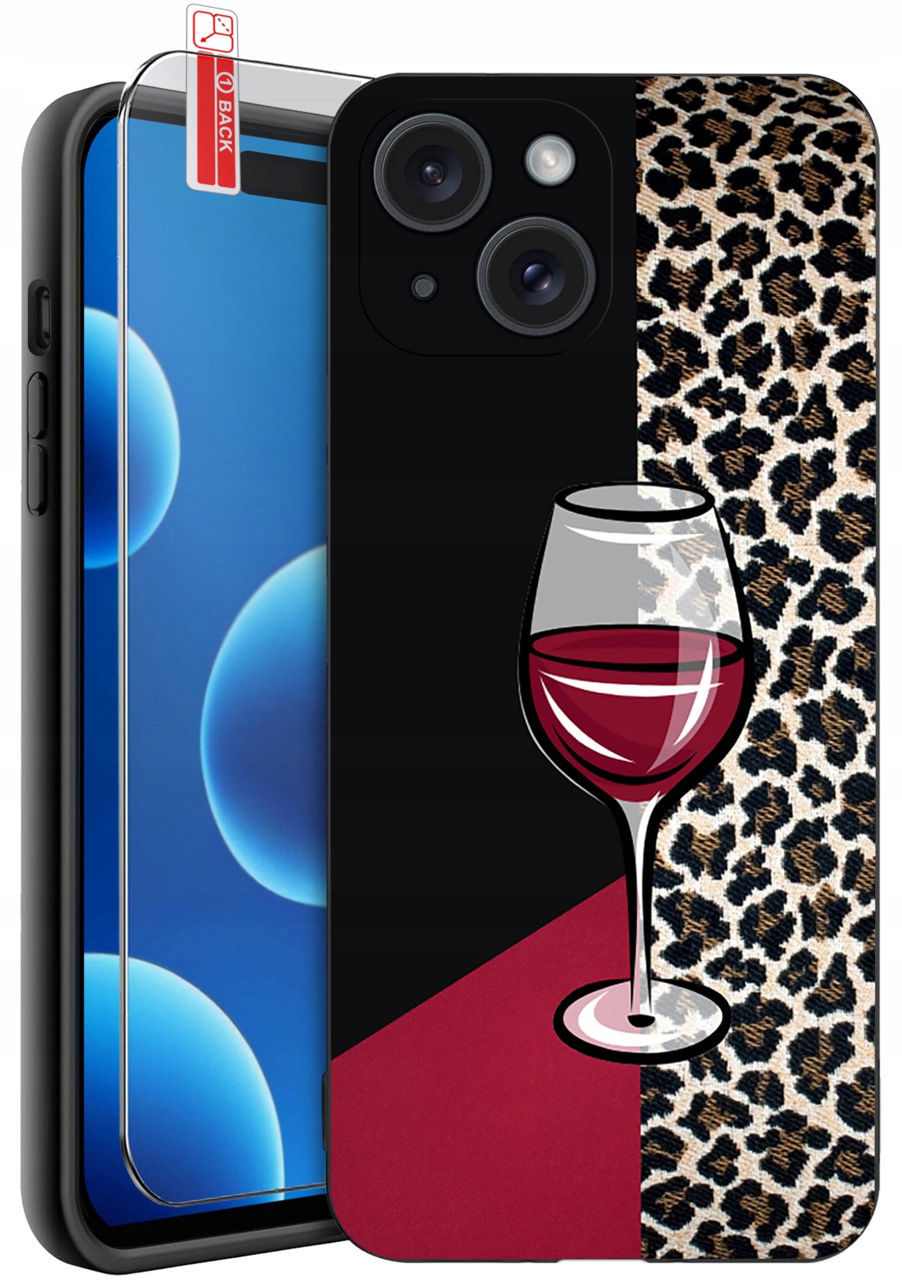 ETUI do iPhone 15 | WZORY | SILIKONOWE MATT CASE + SZKŁO 9H