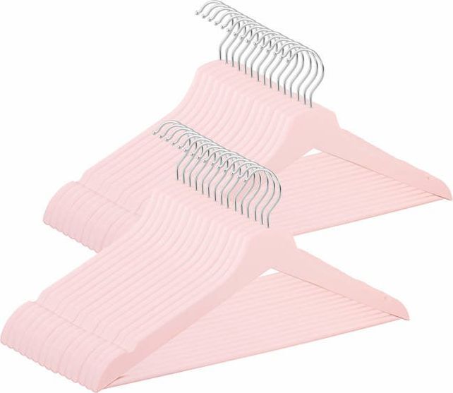Springos Wieszaki na ubrania drewniane zestaw 30 szt. różowe UNIWERSALNY