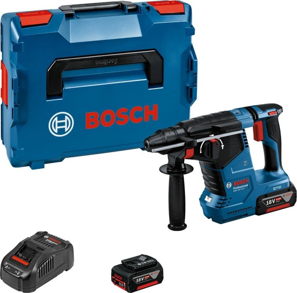 Młotowiertarka Bosch Bosch Cordless Hammer Drill GBH 18V-24 C Professional, 18V (blue/black, 2x Li-Ion battery 5.0Ah, Bluetooth, in L-BOXX)
