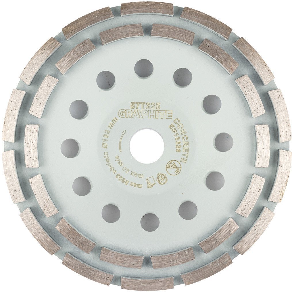 Tarcza diamentowa szlifierska, 2 segmenty, 180 x 22.2 mm, na sucho