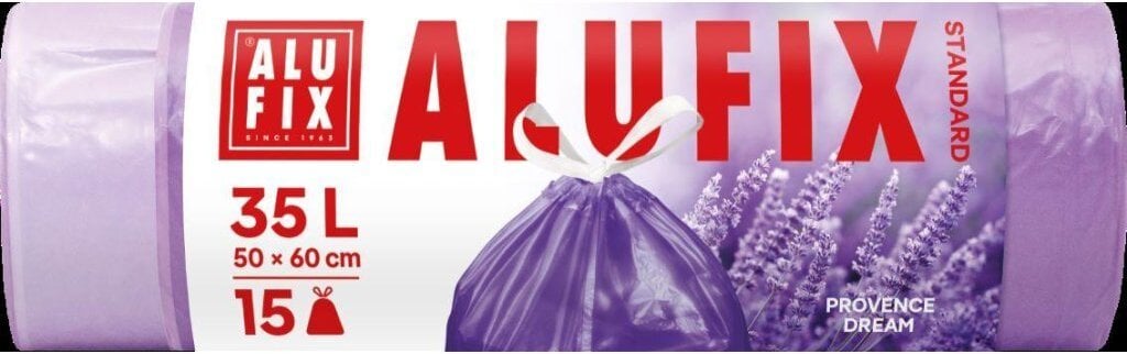 Worki na śmieci ALUFIX, lawendowe, HDPE, 35l, 15 szt., fioletowe