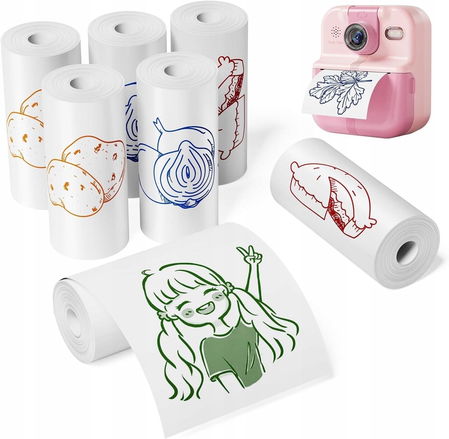 Papier Wkład Wkłady Kolorowy Druk 7x Rolka 56mm X 5m Do Xrec P02 K22 / P2-rm-s01