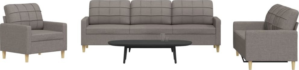 vidaXL 3-cz. komplet wypoczynkowy, kolor taupe, obity tkaniną