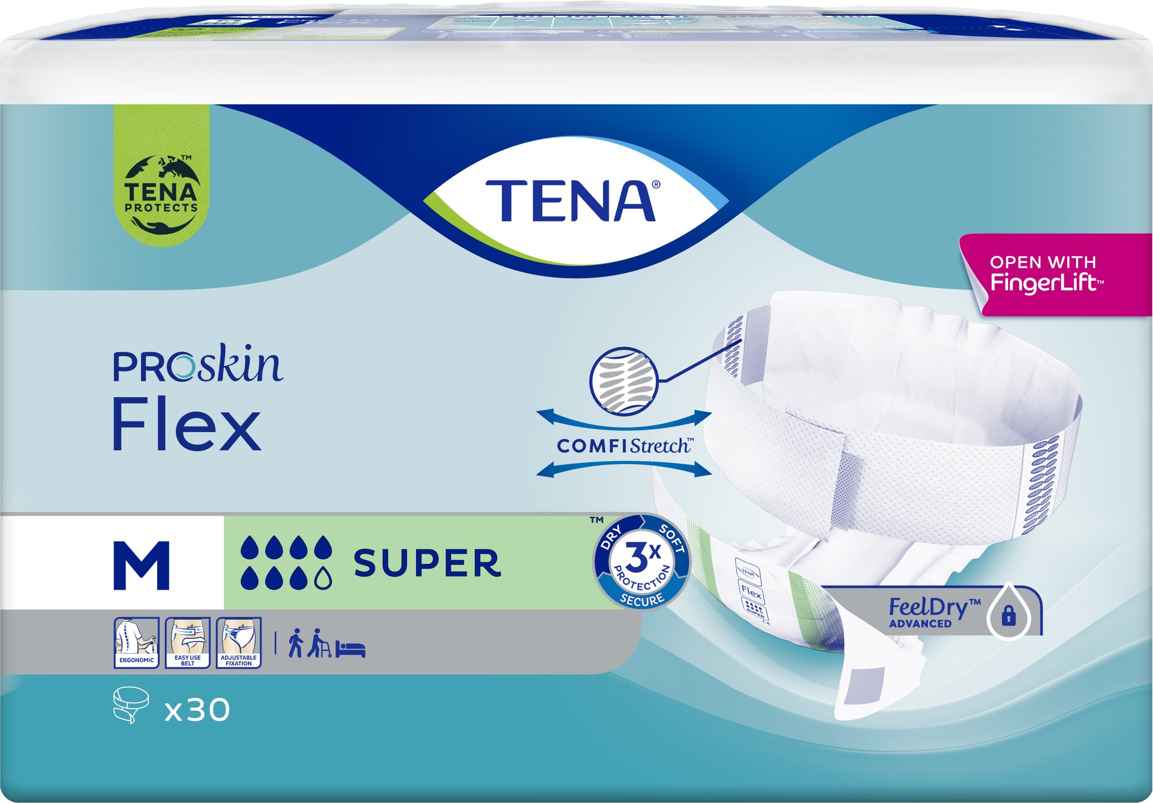 TENA FLEX PROSKIN SUPER M '30 (zielone)