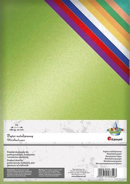 Titanum Papier metalizowany A4 10 kolorów 180g