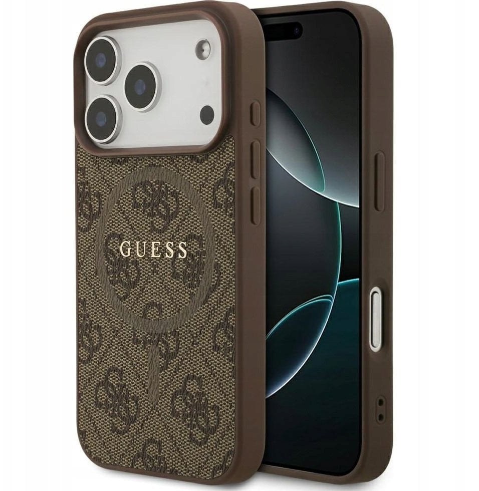 GUESS futerał do IPHONE 17 Pro kompatybilny z MagSafe GUHMP17LG4GFRW (PU 4G Ring Classic Logo) brązowy