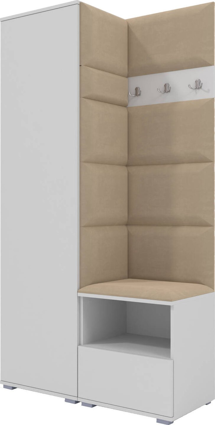 Ravio Tapicerowana garderoba Nela I w kolorze białym i tkaninie Trinity 04