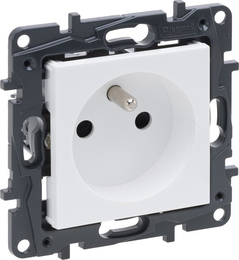 Legrand Gniazdo pojedyncze Legrand Niloe Step 863131 z uziemieniem zaciski automatyczne białe