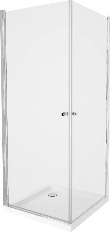 Mexen Mexen Pretoria Duo kabina prysznicowa uchylna 90 x 90 cm, transparent, chrom + brodzik Flat - 852-090-090-01-02-4010