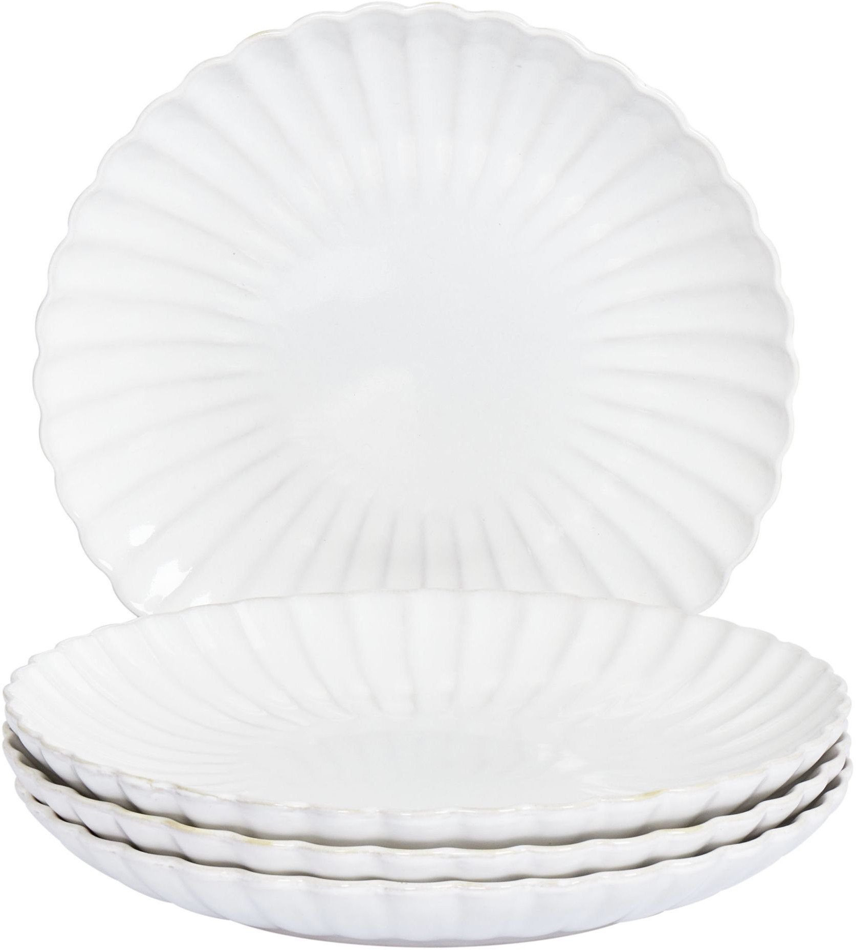 Zestaw 4 dużych talerzy NETTLE Kamionka Biały