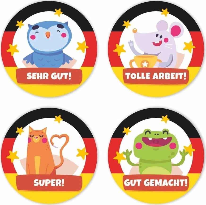 LearnHow Naklejki motywacyjne - Niemieckie zwierzątka 48szt