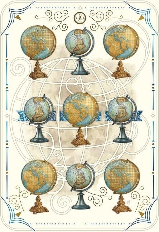 Karnet 12x18cm + koperta 9 globusów