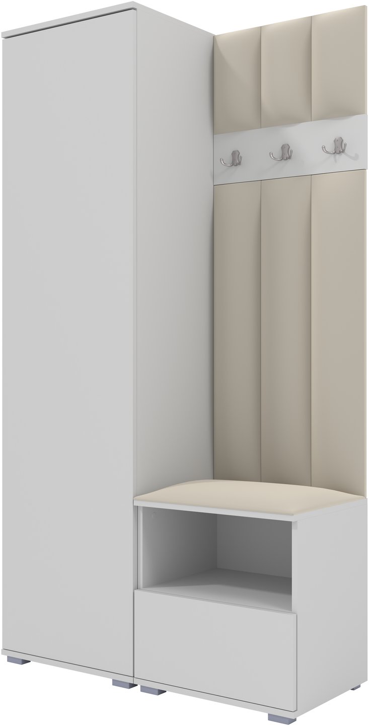 Tapicerowana garderoba Nela I LUX w kolorze białym i tkaninie Trinity 01