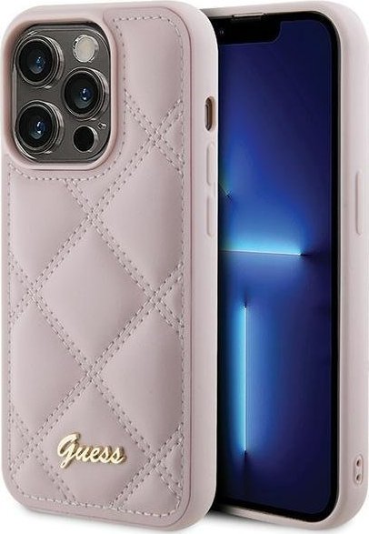 Guess GUHCP15XPSQSQSP iPhone 15 Pro Max 6.7" różowy/pink hardcase Quilted Metal Logo