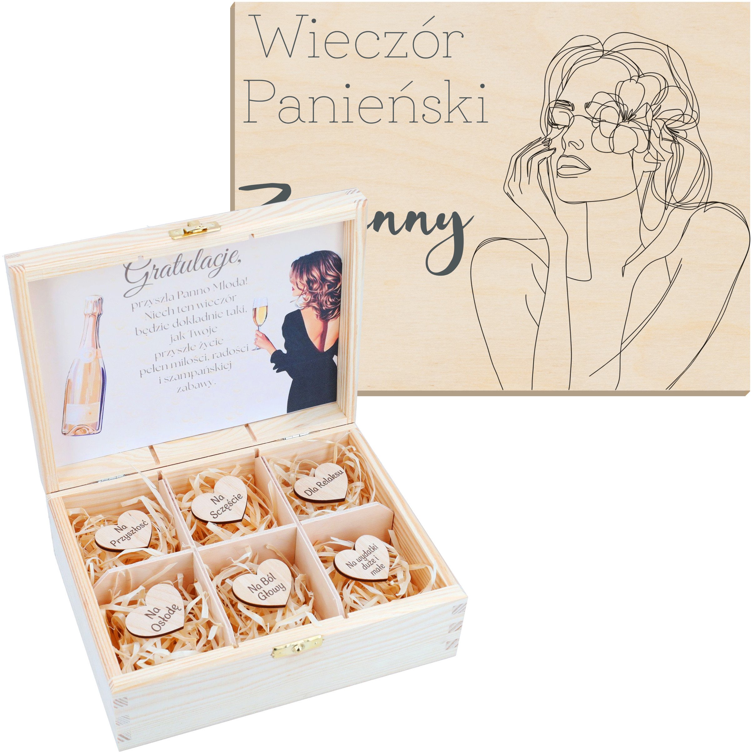 Pudełko z PERSONALIZACJĄ Wieczór Panieński P Kobieta Linie