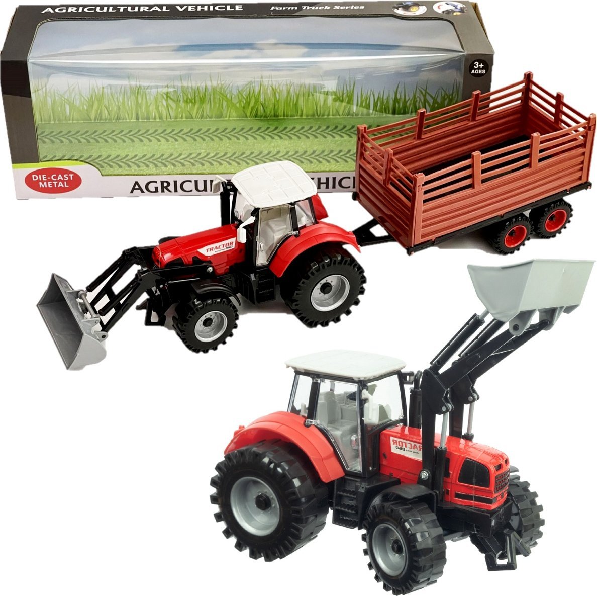 Qulki Duży Traktor z Przyczepą Ciągnik NAPĘD Ruchome elementy