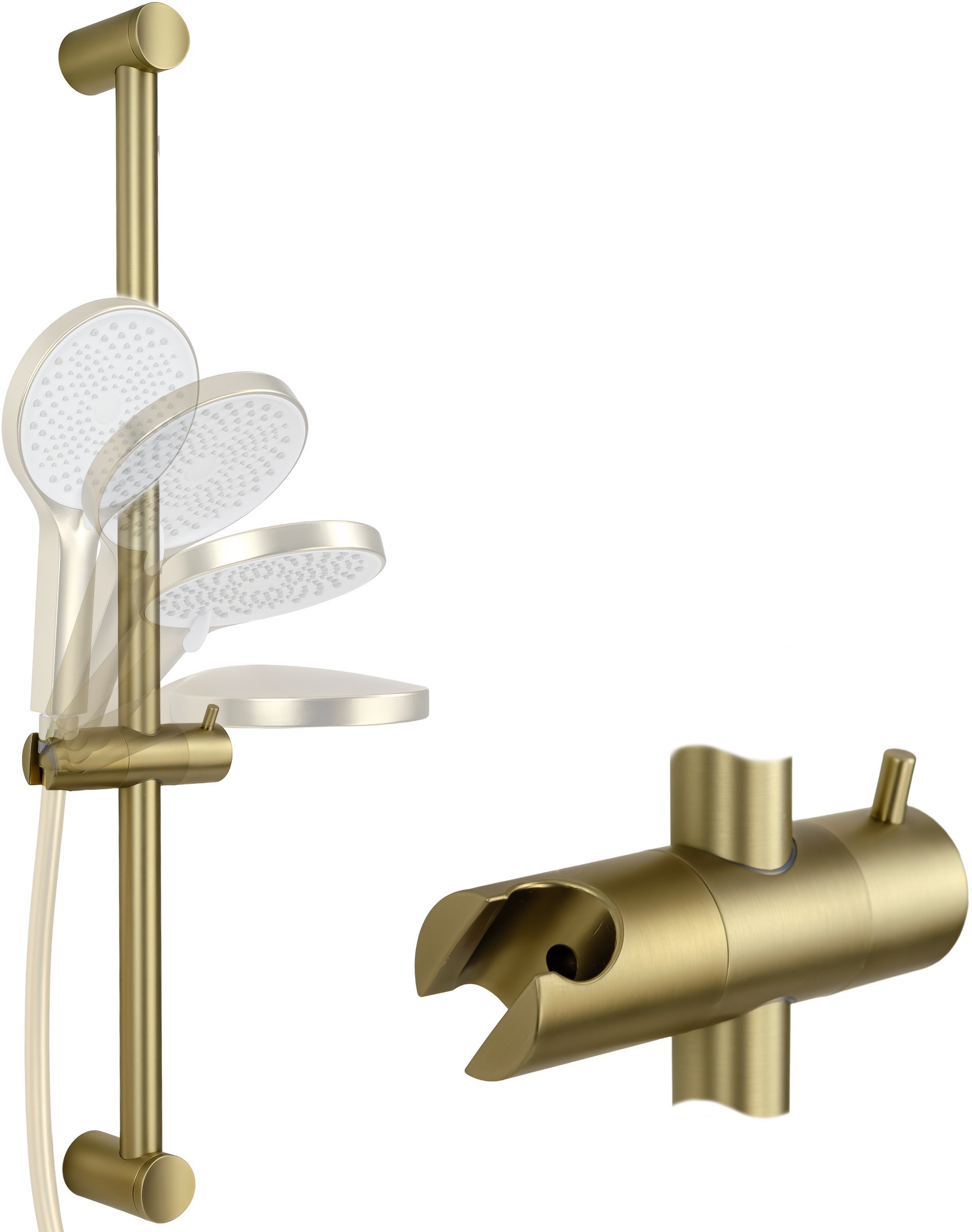 Drążek prysznicowy ze stali nierdzewnej z uchwytem na słuchawkę prysznicową, Kolor: złoty