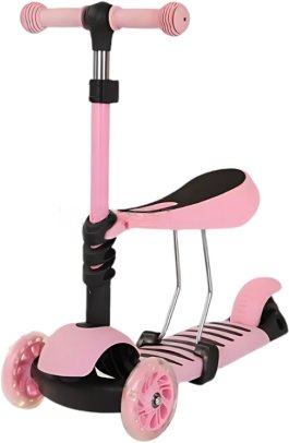 Hulajnoga dziecięca trójkołowa z siedziskiem różowa